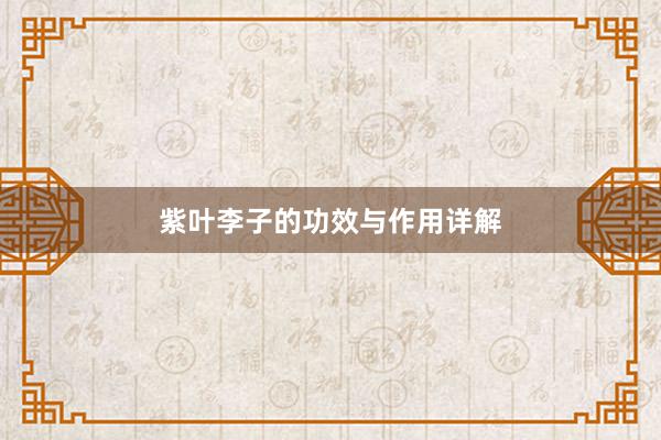 紫叶李子的功效与作用详解
